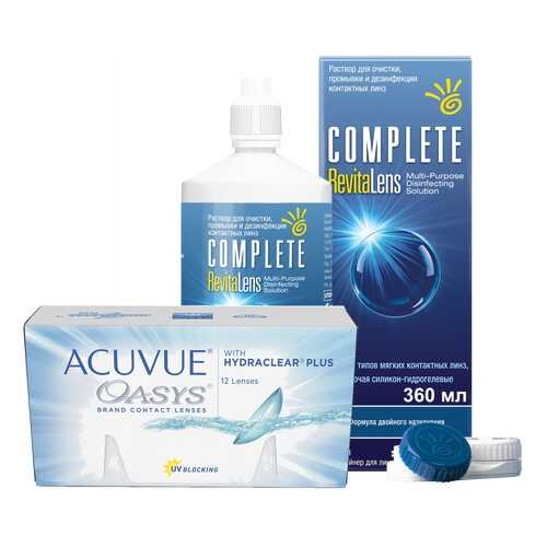 Контактные линзы Acuvue Oasys 12 линз R 8.4 -10.00 + Раствор Complete RevitaLens 360 мл в Аптека от склада